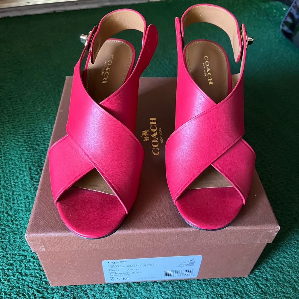 Coach Rosanne Red Wedge Heels